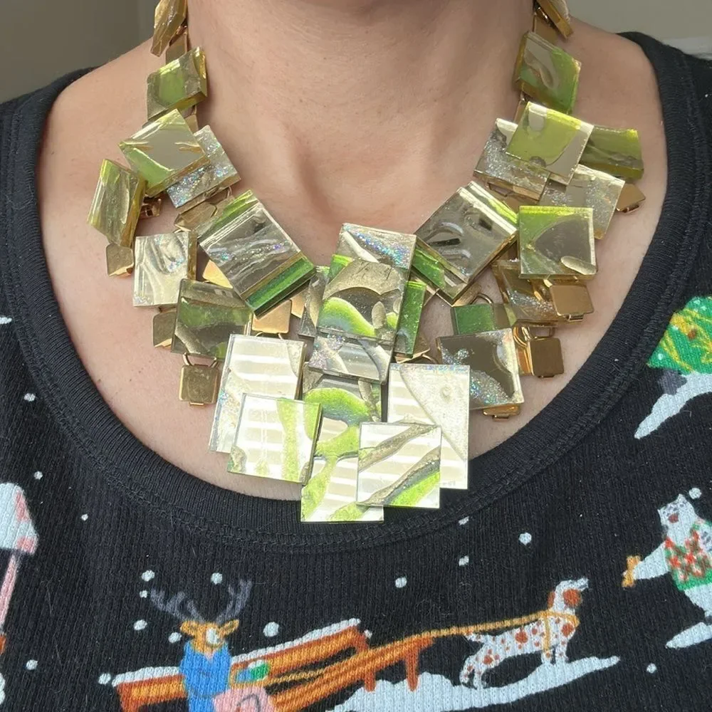 CRAZY GLITZY VINTAGE DECO STYLE  RUNWAY NECKLACE TOMBE DU CIEL NYC XLENT WOW! - Picture 2 of 3